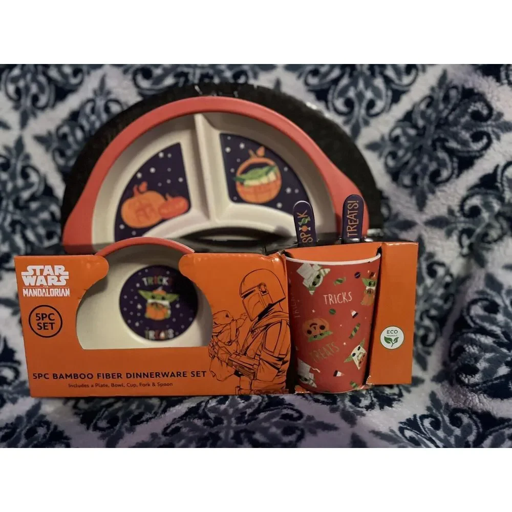 Star Wars MANDALORIAN Baby Yoda 5 PC Bamboo Child Dinnerware‎ Set